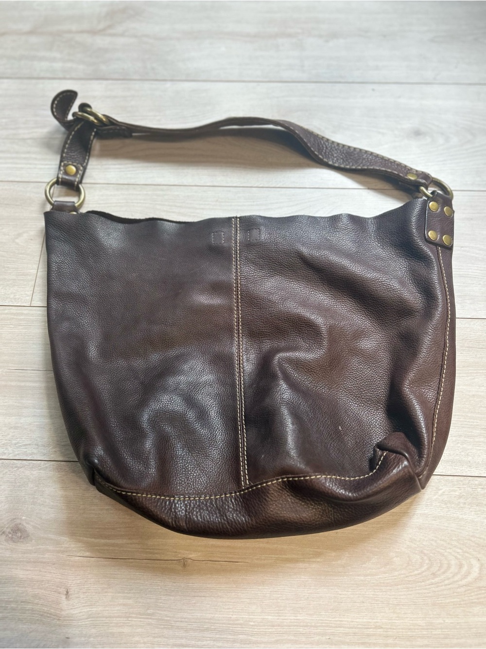 Lucky Brand Dark Brown Leather Hobo Shoulder Bag